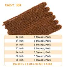 FULCRUM 1-6 paquetes de extensiones de cabello trenzado sintético con mechones de mariposa, rastas, meche, rastas falsas, trenzas de cabello a ganchillo, rastas suaves y rizadas - Marrón - Ver 2