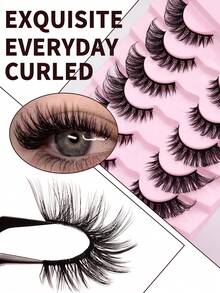 7 Pairs False Eyelashes Cat Eye Eyelashes Fox Eye Lashes End Eye Elongated Fake Lashes Faux Mink Lashes Natural Look Eyelashes Short Lash Extension Makeup Strip Lashes, Lashes, Eyelashes, Fake Lashes - View 3