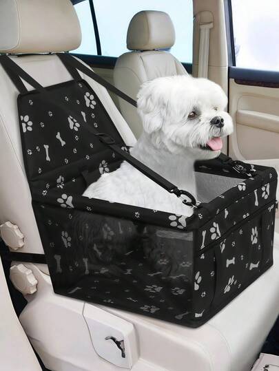 狗狗汽车座椅，可折叠狗狗汽车增高座椅，防水透气牛津布旅行包，适用于小型至中型犬、幼犬和宠物 - 图案（非定位印刷和压印）