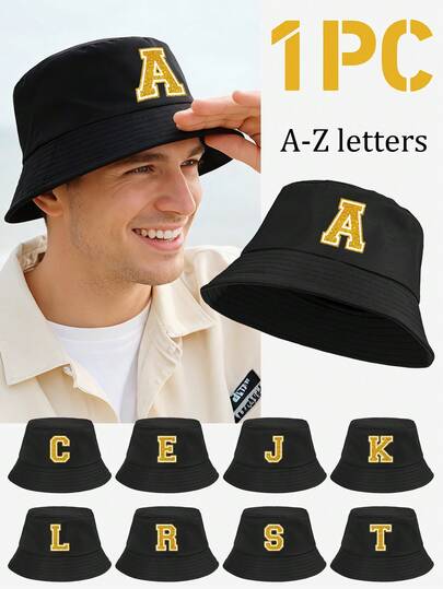 1顶男女通用时尚26字母印花渔夫帽，休闲百搭男士新奇水桶帽，适合春夏日常、户外活动、徒步、露营，是馈赠佳品。