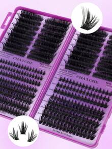 544/608 PCS Lash Extension Kit, Spikes Cluster Lashes,.Cartoon Style Eyelash Clusters, Anime Eyelash Extensions, Natural Looking Eyelash Clusters, Fairy Eyelash Clusters, Suitable For Beginners - Purple - View 9