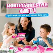 2026 Spring & Summer Kids Dentist Play Set Pink Fushia With Braces, Removable Teeth & Retainer, Educational Doctor Kit For Toddlers 3-5, Pretend Play Medical Toys For Girls Ages 4-7, Ideal For Holiday, Home Relaxation & Birthday Gifts - Fuchsia - View 2