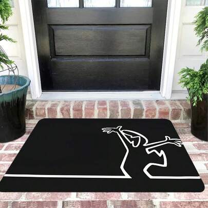 1pc Happy Face Doormat, Crystal Velvet, Entrance Mat, Small Rug, Welcome Mat, Carpet, Outdoor Doormat, Kitchen Rug, Home Decor, Front Door Mat, Area Small Rug, Outdoor Mat, Home Decor, Area Rug, Garden Carpet, Washable Rug