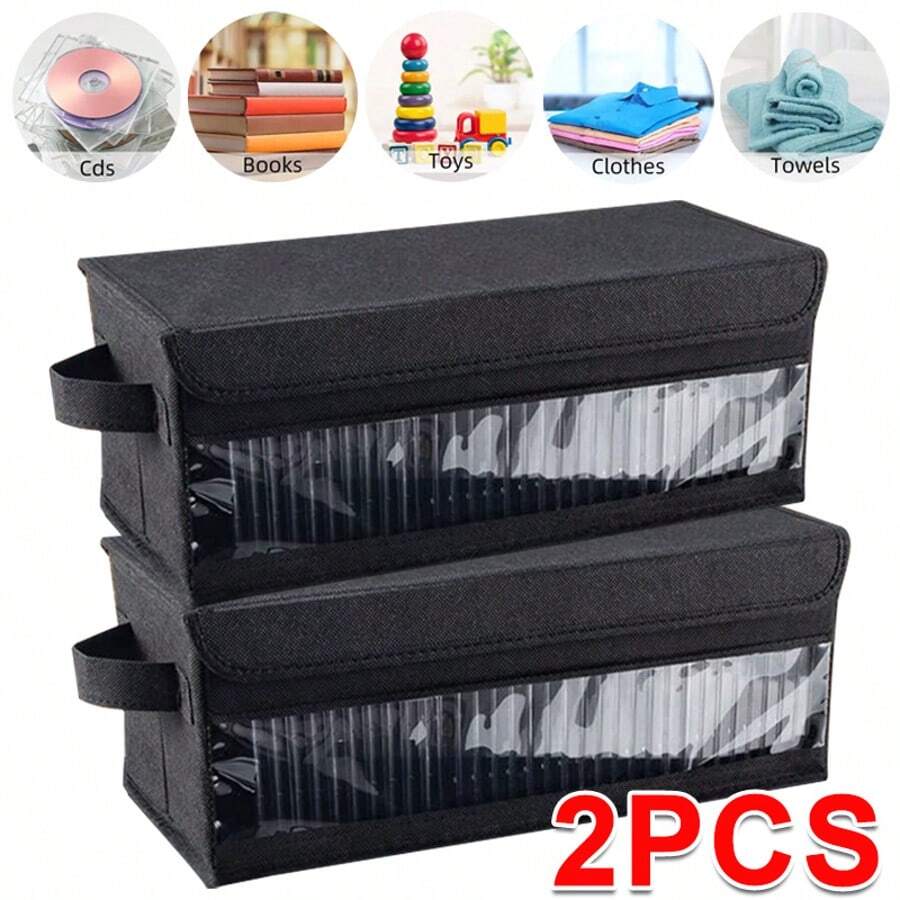 2 Packs Large Capacity CD DVD Storage Case Holds 165 Discs Each Durable - Black - View 1