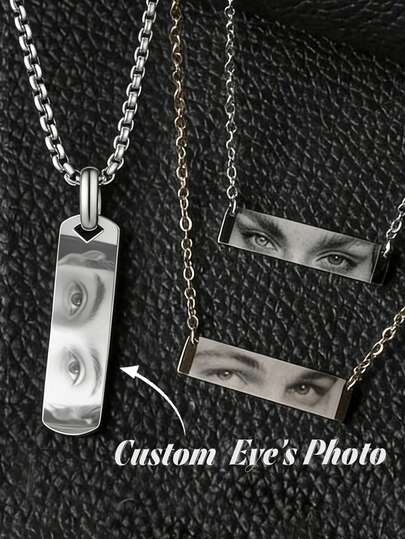 1pc Custom Human Eyes Charm Necklace For Women/Men, Father Day Gift, Fathers Dad Gift, Gifts For Boyfriend, Engraved Your Eyes Photo, Custom Gift For Her/Him, Perfect Handmade Jewelry For Anniversaries, For Birthdays, For Graduation, For Prom, For Party, School Supplies, For Teenagers, Junior High School Students, Middle School Students, High School Senior High School Students, College Students, University Students, Freshman, Sophomore, Underclassmen,Jewelry & Watches,Season Picks,Custom Name Stainless Steel Necklace, Personalized Nameplate