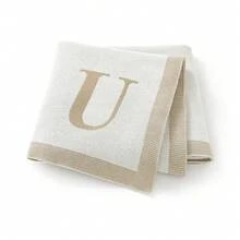 1pc 26 Letter Knitted Baby Blanket, Minimalist Casual Infant Throw Blanket, Suitable For All Seasons - Off-white - View 13
