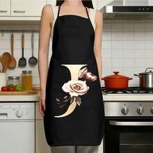 1pc Women's Fashion Floral Pattern C-Letter Design Kitchen Baking Cooking Apron, Elegant Minimalist Home Cleaning Protective Apron - C - View 29