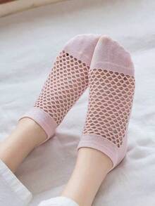 1/3/5/10 Pairs Random Women Breathable Hollow Shallow Mouth Invisible Boat Socks, Spring/Summer - Multicolor - View 6