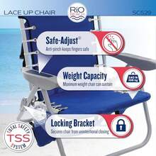 Rio Brands 4-Position Backpack Lace-Up Suspension Folding Beach Chair Bright Stripe - Raya brillante - Ver 4