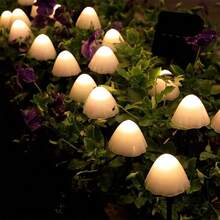 太陽能蘑菇燈 20 顆 LED 迷你太陽能地插花園燈 8 種照明模式 高品質戶外景觀燈 暖白色/彩色 可愛逼真蘑菇裝飾 適用於露台 草坪 小徑 節日派對 花園愛好者的理想禮物 - 暖白光 - 查看 2