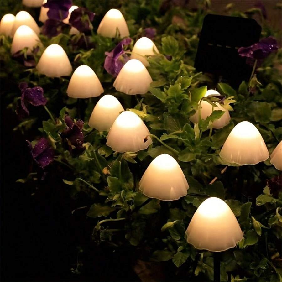 太陽能蘑菇燈 20 顆 LED 迷你太陽能地插花園燈 8 種照明模式 高品質戶外景觀燈 暖白色/彩色 可愛逼真蘑菇裝飾 適用於露台 草坪 小徑 節日派對 花園愛好者的理想禮物