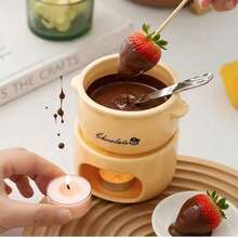 1 Set Of Ceramic Chocolate Melting Oven Kit, Ceramic Mini Hot Pot Set (Without Candles) – Mini Melting Cup For Melting Chocolate, Cheese Dipping Sauce, And Candy Heating – Compact Dessert Party Set, Perfect For Date Nights - Multicolor - View 6
