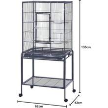 136cm Large Bird Cage Parrot Cages Wide Flight Metal Animal Cage -  62L X 43W X 136H Cm - màu đen - Xem 9