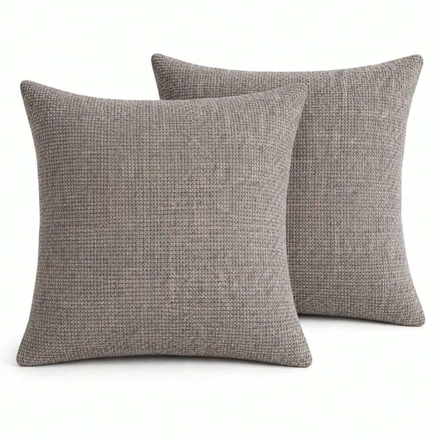 Set Of 2 Decorative Cushion Covers 45x45 Cm Synthetic Linen York - York Striped - View 1