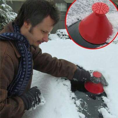 1pc Multi-Functional Car Snow Shovel, With Snow Removal, Ice Scraper, Deicing, Snow Sweeping And Funnel Functions