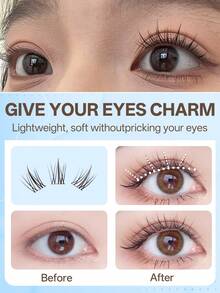 72pcs Glue-Free Sunflower False Eyelashes, Large Capacity! Slouchy Person Glue-Free Self-Adhesive Sunflower False Eyelashes, Single Cluster No Glue Required For Beginners, Easily Enlarge Eyes, Ready To Use - C - View 5