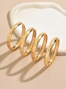 4pcs/Set Elegant Multi-Layer Smooth Bangle Bracelet Set For Women - Geometry - View 9