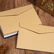1PC Envelopes de Papel Kraft no Tamanho 16*11cm com 3 Estilos Variados. O Material Reforçado é à Prova d'Água para Proteção Confiável. Equipado com Selo Autoadesivo, Sem Necessidade de Cola Extra para Selagem Rápida. Com um Visual Vintage Castanho, Funcionam Bem para Cartas, Cartões de Saudação, Convites de Casamento e Todos os Tipos de Projetos DIY Feitos à Mão. - envelope - Ver 8