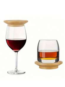 Bamboo Wine Glass Lid, Multi-Purpose Party Dessert Board, Leak-Proof Round Bamboo Wood Wine Glass Cover - Multicolor - View 13