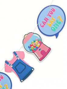 Pancarta decorativa de máquina de caramelos de dibujos animados para fiesta de cumpleaños, adecuada para decoración de vacaciones, creación de ambiente festivo, fondo de fiesta de 1er cumpleaños para niños y niñas, pancarta de papel resistente a los desgarros y de colores, accesorio fotográfico para fiesta de cumpleaños - Multicolor - Ver 7