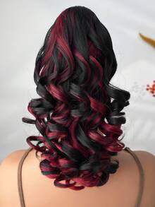 12 Inch Black & Red Claw Ponytail Hair Extension, Heat Resistant Synthetic Fiber Ponytail Wig, Suitable For Women's Party And Daily Use - Red Highlight - View 6