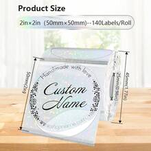 New Holographic Round/Square Labels, Thermal Paper Printed Labels, For Barcodes/Logos/Gift Tags/Thank You Tags/Small Businesses/Home Use - 1PC - View 6