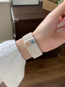 1pc Woven Nylon Watch Band Compatible With Apple Watch Ultra/SE/11/10/9/8/7/6/5/4/3/2/1, 45/46/49/38/40/41/42/44mm, Unisex Adjustable Nylon Sport Replacement Strap - Starlight - View 7