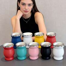 8盎司/240毫升双层保温马黛茶葫芦杯，配2个吸管和清洁刷，8盎司不锈钢茶具套装，黑色，送货上门。8盎司马黛茶杯，304不锈钢双层保温马黛茶杯，马黛茶葫芦茶杯套装，包含清洁刷和2个吸管。8盎司马黛茶杯，304不锈钢双层保温马黛茶杯，马黛茶葫芦，茶杯套装，包含清洁刷。 - 彩色 - 查看 3