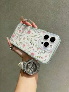 Flower 1pc Green Floral Print 2-In-1 Shockproof Soft Phone Case Compatible With Apple 17/17Pro/17ProMax/16/16Pro/16ProMax/15/15Pro/15ProMax/14/13/12/11 - Green 1 - View 5