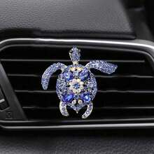 1pc/3pcs Rhinestone Inlaid Colorful Gem Turtle Decor Car Air Vent Fragrance Clip, Creative Car Interior Aroma Diffuser - 1pc-green - View 13