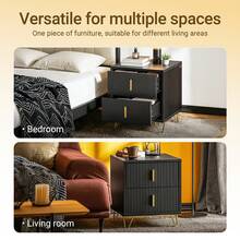 SoBuy Bedside Table With 2 Drawers For A Spring Mattress Bed, Side Table, Telephone Table, Nightstand, W X H X D: 40 X 47 X 40 Cm FBT115 - Black X2 - View 8