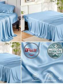 Hotel Quality Luxury Flat Sheet – Wrinkle-Free Solid Blue Bedding - Baby Blue - View 8
