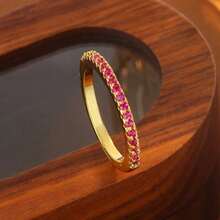 Nhẫn hình học màu đỏ cổ điển đính đá Zirconia tổng hợp, món quà trang sức dành cho phụ nữ nhân dịp Ngày Valentine. - Đỏ - Xem 12