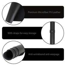 可折叠超细纤维PU皮革黑色美甲桌垫，适用于美甲沙龙和家庭使用 - 黑色 - 查看 3