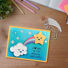 创意彩虹星形模具，DIY剪贴簿相册和压花模板，贺卡制作工具，卡片纸切割工艺品，礼品卡制作模板模切。 - 銀色 - 查看 3