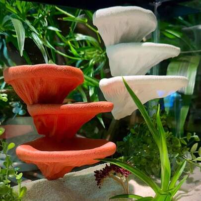 Suction Cup Mushroom Rack Climbing Platform, Multi-Layer Climbing Perch, Lizard Frog Sunbathing Platform, Aquarium Fish Play Area Decor, Reptile Hiding Habitat, Pet Terrarium Landscaping, Suitable For Geckos, Turtles, Frogs, Lizards - Indoor -Environment Decor, Providing Shelter For Reptile Owners And Enthusiasts