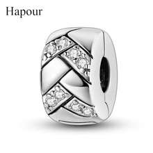 925 Silver Shiny Woven Design Bead Clasp Charm Bead Fits Original Bracelet Necklace Fine DIY Jewelry Gift For Family - AKSC199 - View 1