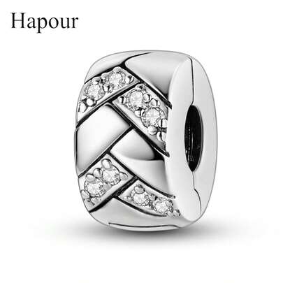925 Silver Shiny Woven Design Bead Clasp Charm Bead Fits Original Bracelet Necklace Fine DIY Jewelry Gift For Family