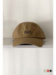 简约弯檐棒球帽，饰有字母刺绣，男女皆宜的软顶棒球帽，百搭美式风格，春夏款，灰色复古设计 - salt刺繡 - 查看 17
