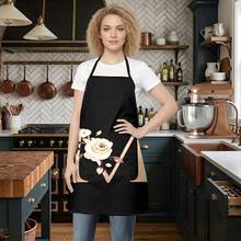 1pc Women's Fashion Floral Pattern C-Letter Design Kitchen Baking Cooking Apron, Elegant Minimalist Home Cleaning Protective Apron - C - View 25