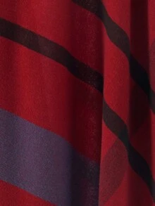 1 chiếc áo choàng nữ màu trơn giả cashmere có tua rua, cổ áo choàng rộng rãi, ấm áp. - Màu Đỏ Sâu - Xem 4