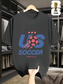 [Con licencia oficial de la  World Cup]Copa Mundial 2026 de EE. UU.-Canadá-México, ropa casual temática de la  Football Series, camiseta de manga corta para hombre, imprescindible para los fans, adecuada para fitness, correr y nadar, disponible en estilos para parejas de hombre y mujer, ideal como regalo para familiares. - Blanco - Ver 7