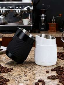 1个手冲咖啡拉花杯，白色或黑色可选，350毫升奶泡壶，不锈钢壶嘴，拉花杯，适用于咖啡杯、奶泡器、拿铁壶、泡沫杯、咖啡壶、滴滤咖啡机和咖啡制作套装工具 - 彩色 - 查看 1