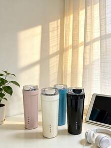 550毫升高品质真空保温水瓶，大容量办公水杯，便携式车载杯，不锈钢保温瓶，冷热饮皆宜，防漏，是学生、成人、聚会、露营的完美礼物 - 彩色 - 查看 3