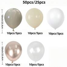 50 Stück/25 Stück pro Set) Latexballons in 10 Zoll Größe, erhältlich in Champagner Gold, Weiß, Sand Weiß und Klar. Ideal für Verlobungsdekorationen, Geburtstage, Jahrestage, Heiratsanträge, Ballongirlanden, Hochzeitsdekoration, Junggesellenabschiede - Mehrfarbig - Übersicht 4