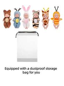 Búp bê tái sinh mini, Búp bê nhồi bông trẻ em, Búp bê sống động như thật có thể giặt được với trang phục động vật nhiều màu sắc, Búp bê dễ thương, Búp bê nhập vai, Thích hợp cho bé trai và bé gái, Quà tặng sinh nhật, Búp bê tái sinh, Búp bê, Búp bê nhồi bông, Búp bê - nhiều màu - Xem 4