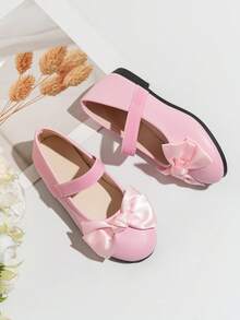 1 Paar Mädchen-Abendschuhe, Tanzschuhe mit Schleifen-Design, bequeme flache schwarze Schuhe, geeignet für Schulaufführungen, Hochzeiten, elegante Mädchenschuhe - Pink - Übersicht 5