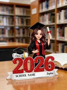 Customized Cartoon Photo Graduation Medal, Personalized Name And School Graduate Desktop Decor, High School College Graduation Party Decoration, Commemorative Keepsake Gift - Multicolor - View 6