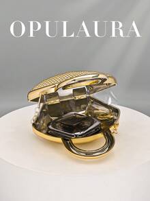 OpulAura迷你贝壳造型时尚激光金属手拿包，Y2K复古金属框架链条单肩斜挎包，适合女性出席正式晚宴、外出、约会、购物等各种场合。优雅的贝壳造型钱包，完美搭配派对、婚礼、正式晚宴和宴会，可与婚纱、礼服、舞会礼服和生日礼服相得益彰。 - 金色 - 查看 5