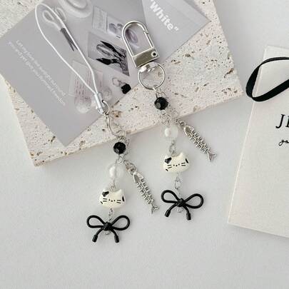 新款原创设计可爱猫鱼吊坠，个性化手机挂饰，背包装饰，相机配件，手机挂绳，手机挂件，耳机挂件